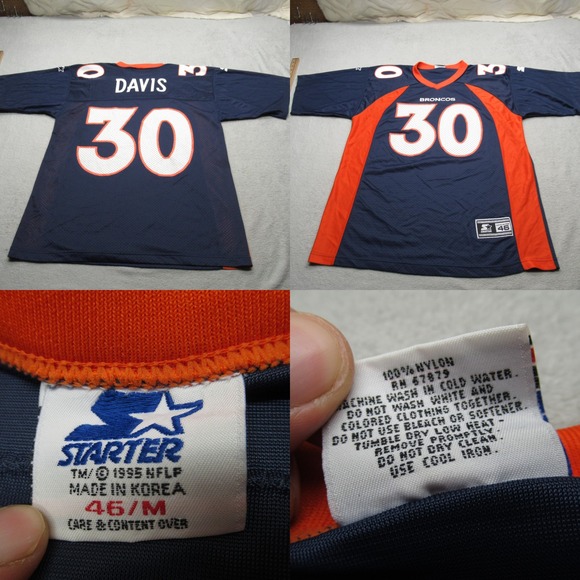 Denver Broncos Terrell Davis 30 Jersey Mens Medium Starter NFL Blue Football VTG - Picture 1 of 14